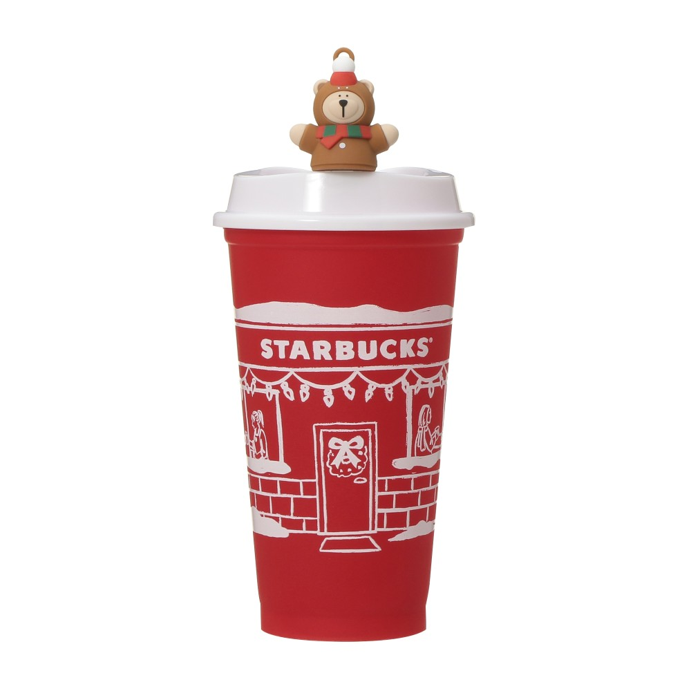 Starbucks Japan Holiday 2025 Color Change Reusable Cup and Bearista Hole Stopper Red