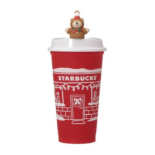 Starbucks Japan Holiday 2025 Color Change Reusable Cup and Bearista Hole Stopper Red