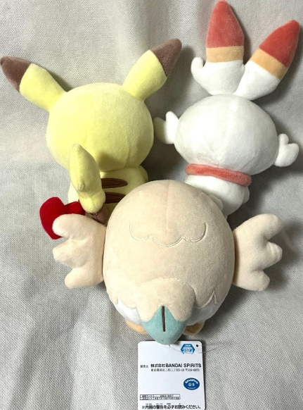 Pokemon PokePeace Plush Toy Mellow Heart Pikachu Rowlet Scorbunny Set