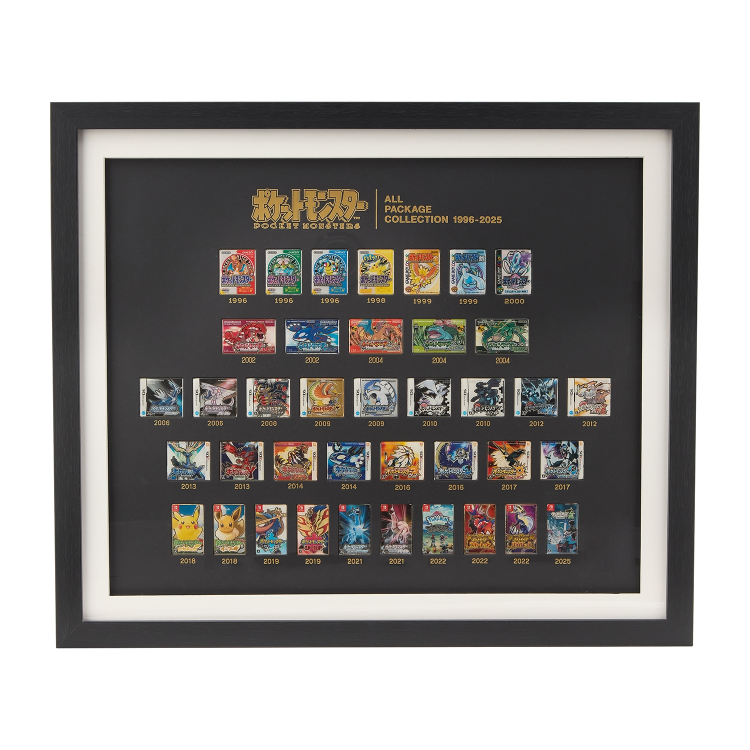 ポケットモンスター ALL PACKAGE COLLECTION Pokemon Pin Badge All Package Collection 1996-2025 Framed Art