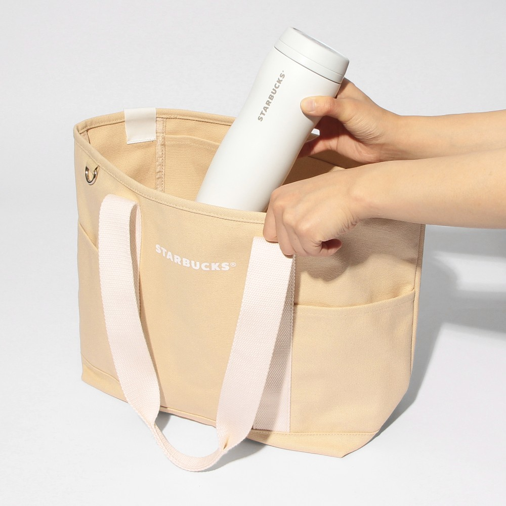 Starbucks Japan Summer 2026 Canvas Tote Bag Beige Ivory Size M