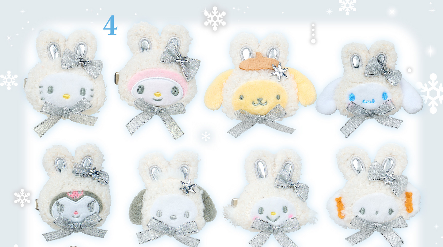 Sanrio Fluffy Snow Rabbit Design Series Secret Hair Clip Complete Set
