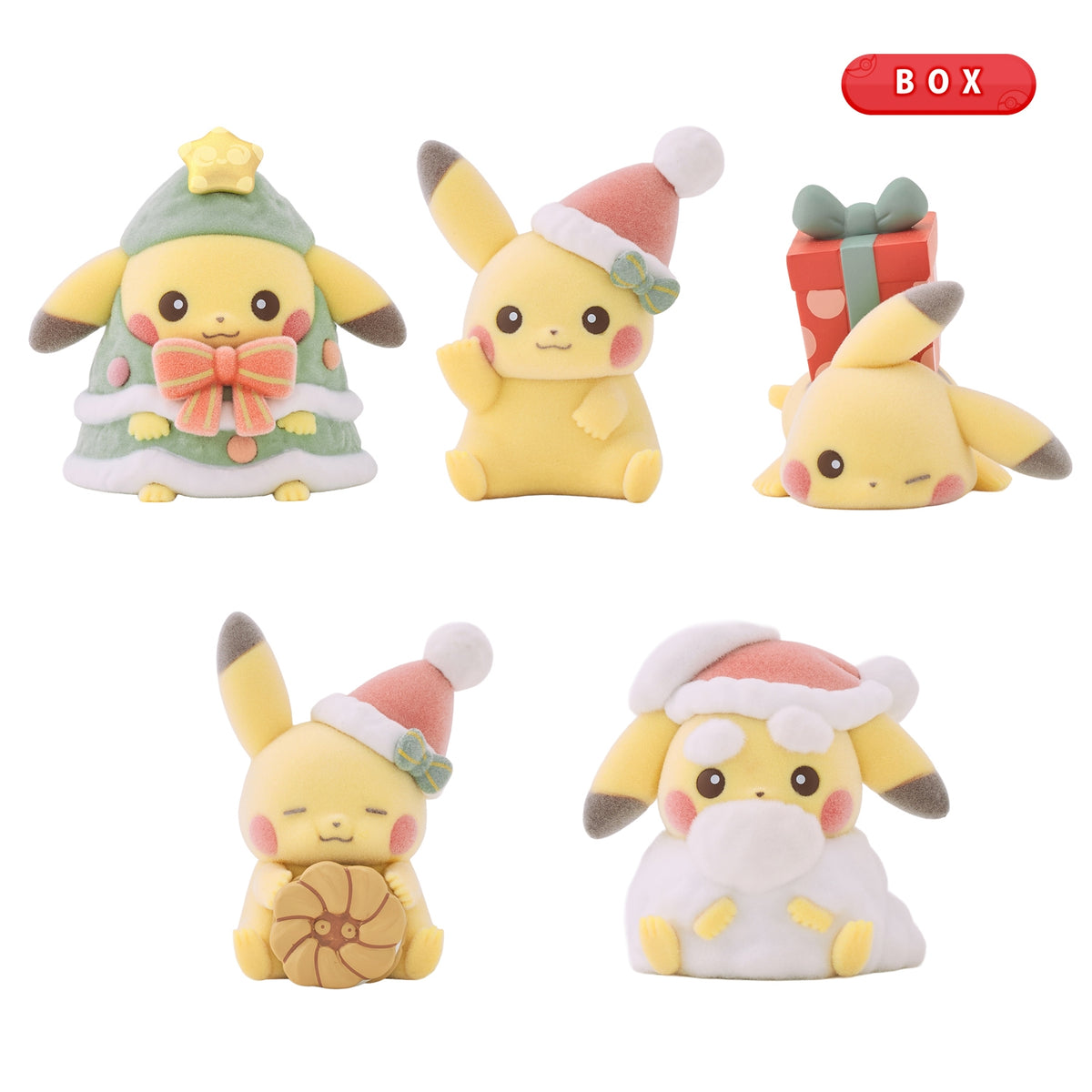 Pokemon Center 2026 Christmas Holiday Pikachu Flocked Doll Complete Set BOX JAPAN