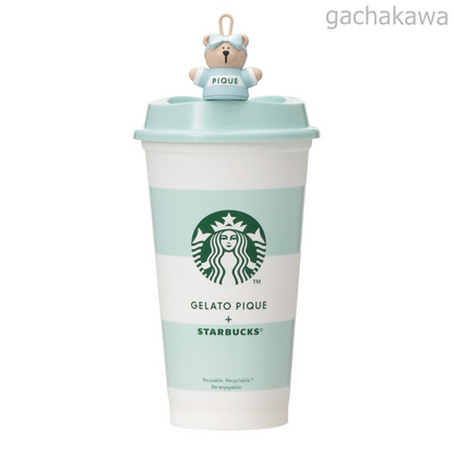 PSL Starbucks Japan gelato pique Reusable Cup & Bearista Drink Hole Cap 473ml