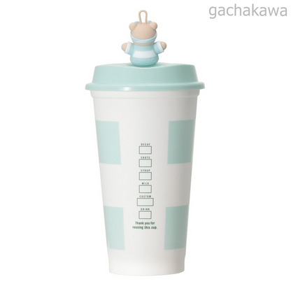 PSL Starbucks Japan gelato pique Reusable Cup & Bearista Drink Hole Cap 473ml