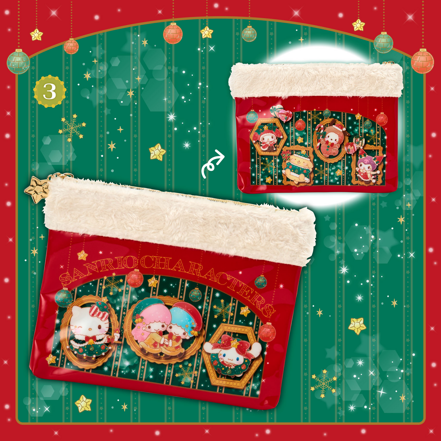 Sanrio Characters Holiday Christmas Flat Pouch Mini Bag