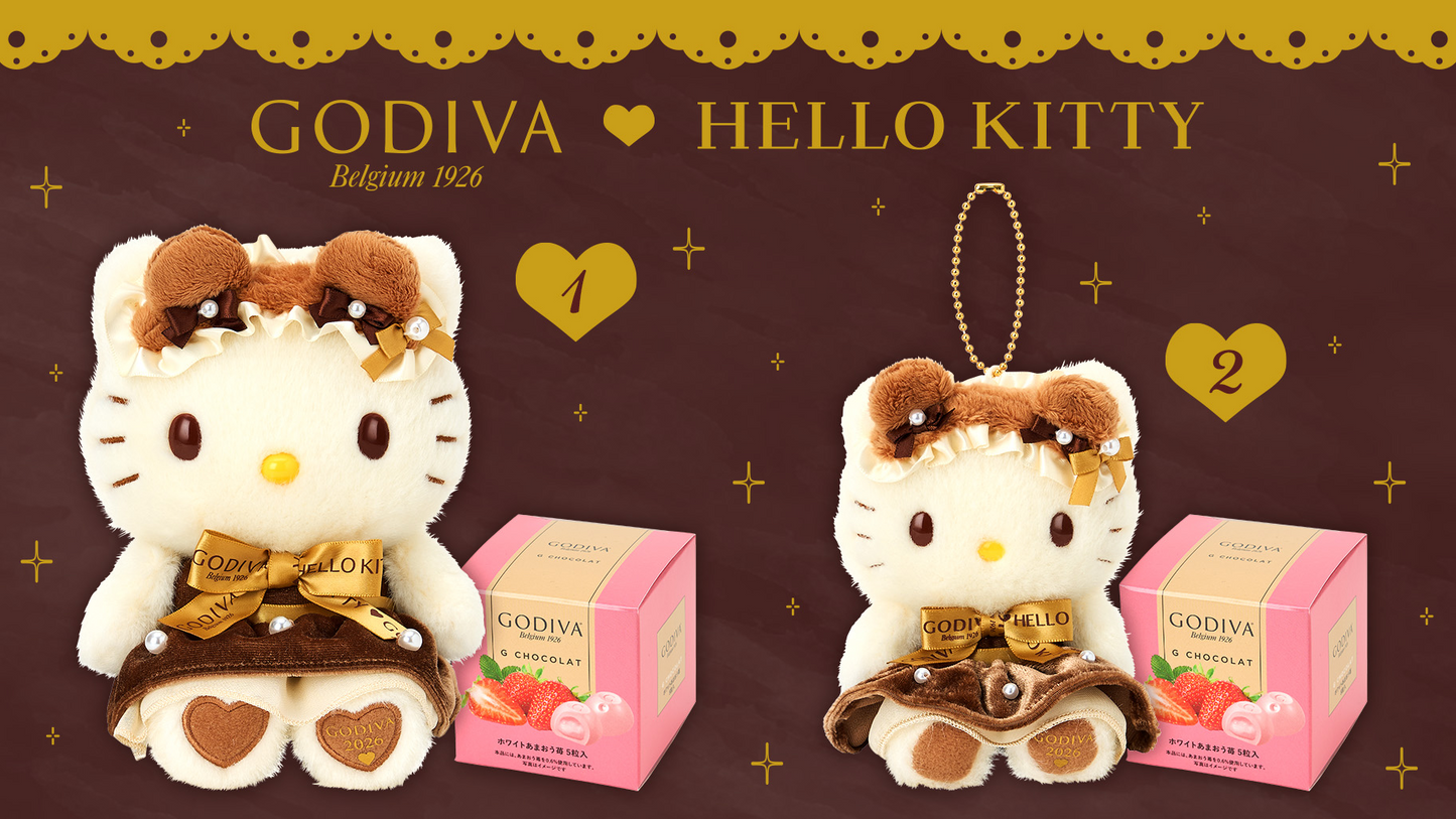 PSL SANRIO x GODIVA Plush Doll Mascot Holder 2026 JAPAN Limited