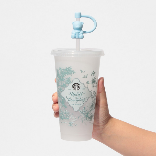 Starbucks Japan Spring Mystery Color Changing Reusable Cold Cup 710ml + Bearista Straw Cap