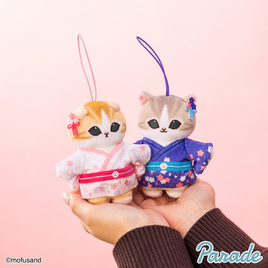 Mofusand Mascot Set Cherry Blossom Kimono Plush Keychain  JAPAN NEW