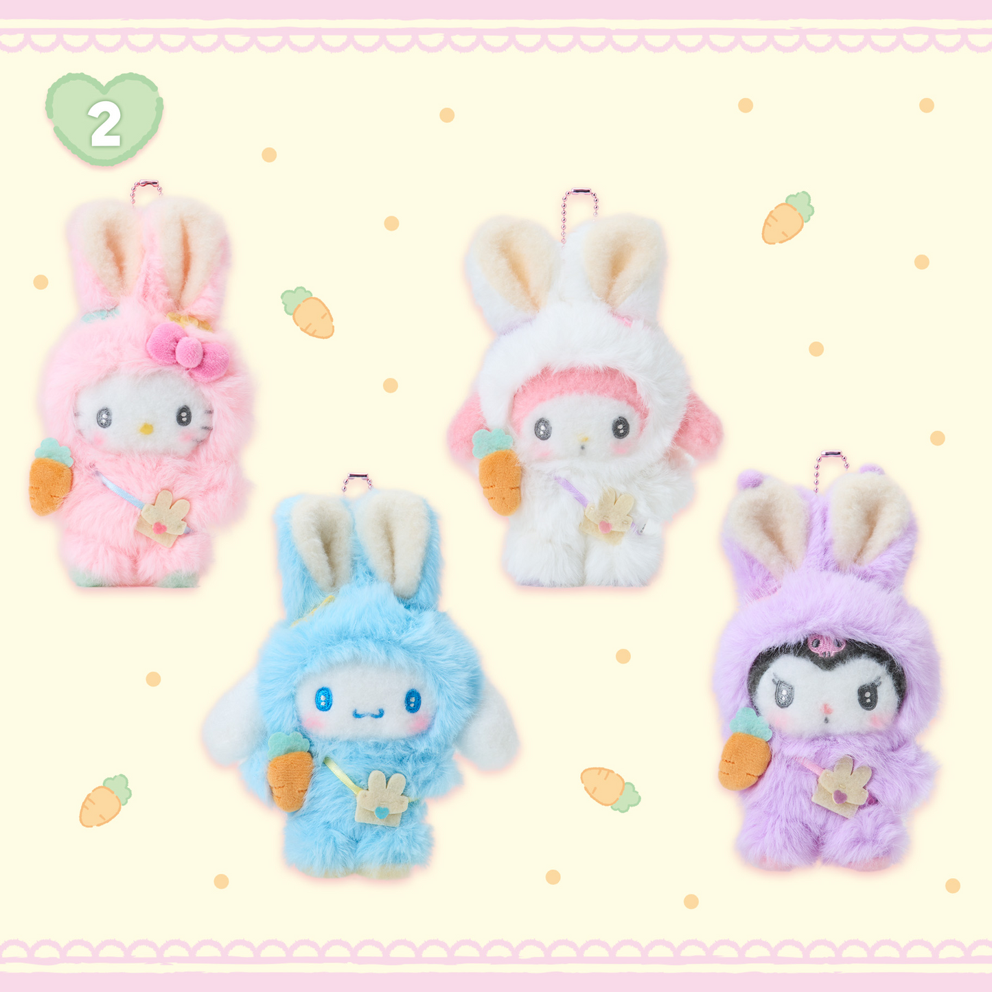 Sanrio Easter Rabbit Mascot Holder Plush Cinnamoroll Hello Kitty My Melody Kuromi