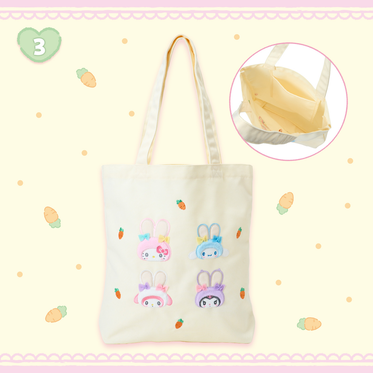 PSL Sanrio Easter Rabbit Tote Bag Cinnamoroll Hello Kitty My Melody Kuromi