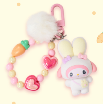 Sanrio Easter Rabbit Mascot Key Chain Figure Cinnamoroll Hello Kitty My Melody Kuromi