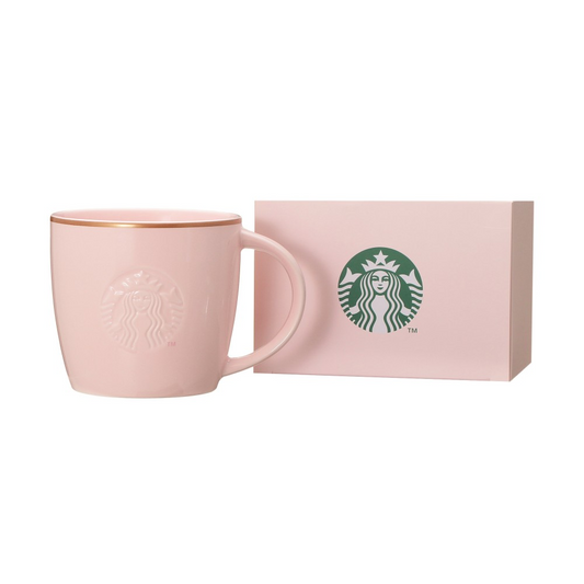 Starbucks Japan Mother’s Day 2026 Logo Mug Pink Beige Gold Rim 355ml