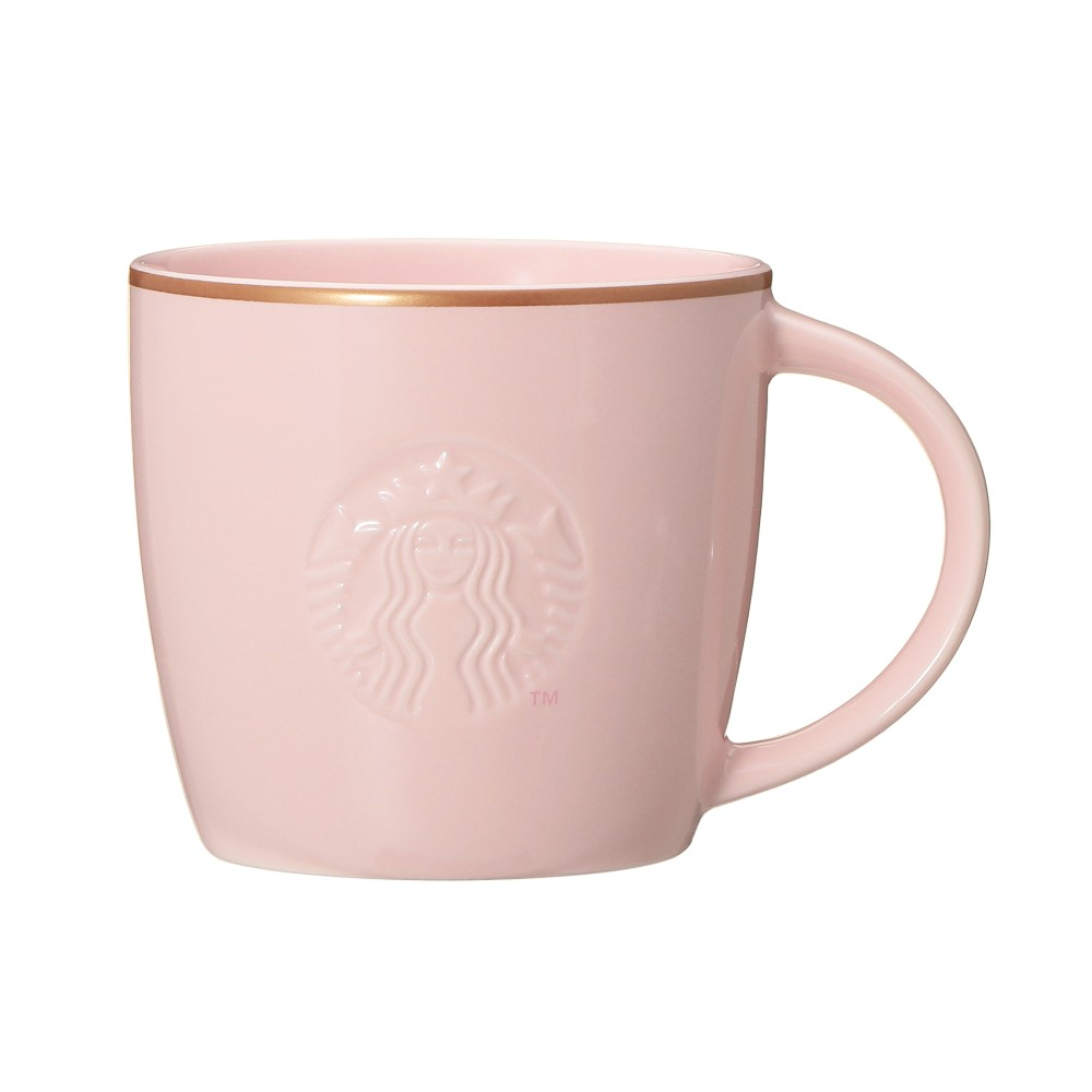 Starbucks Japan Mother’s Day 2026 Logo Mug Pink Beige Gold Rim 355ml