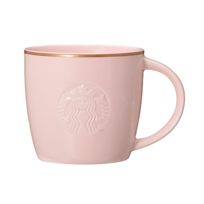 Starbucks Japan Mother’s Day 2026 Logo Mug Pink Beige Gold Rim 355ml