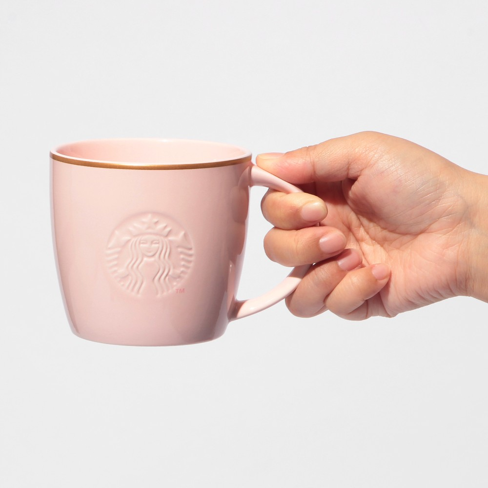 Starbucks Japan Mother’s Day 2026 Logo Mug Pink Beige Gold Rim 355ml