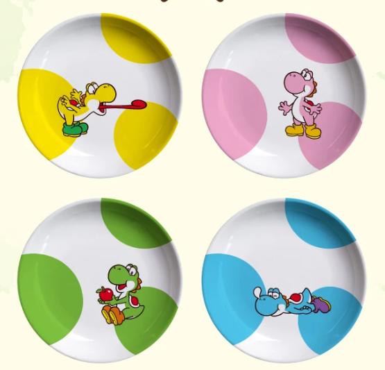 Super Mario Yoshi FamilyMart Melamine Small Plate Set of 4 Colors Complete NEW