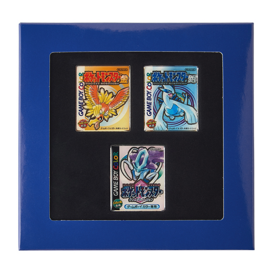 Pokemon Center Release Year Package Pin Set Gold Silver Crystal 3 Badges