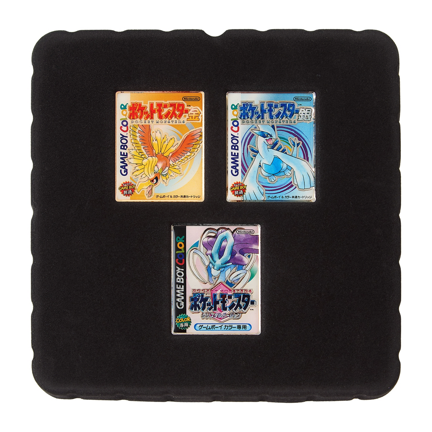 Pokemon Center Release Year Package Pin Set Gold Silver Crystal 3 Badges