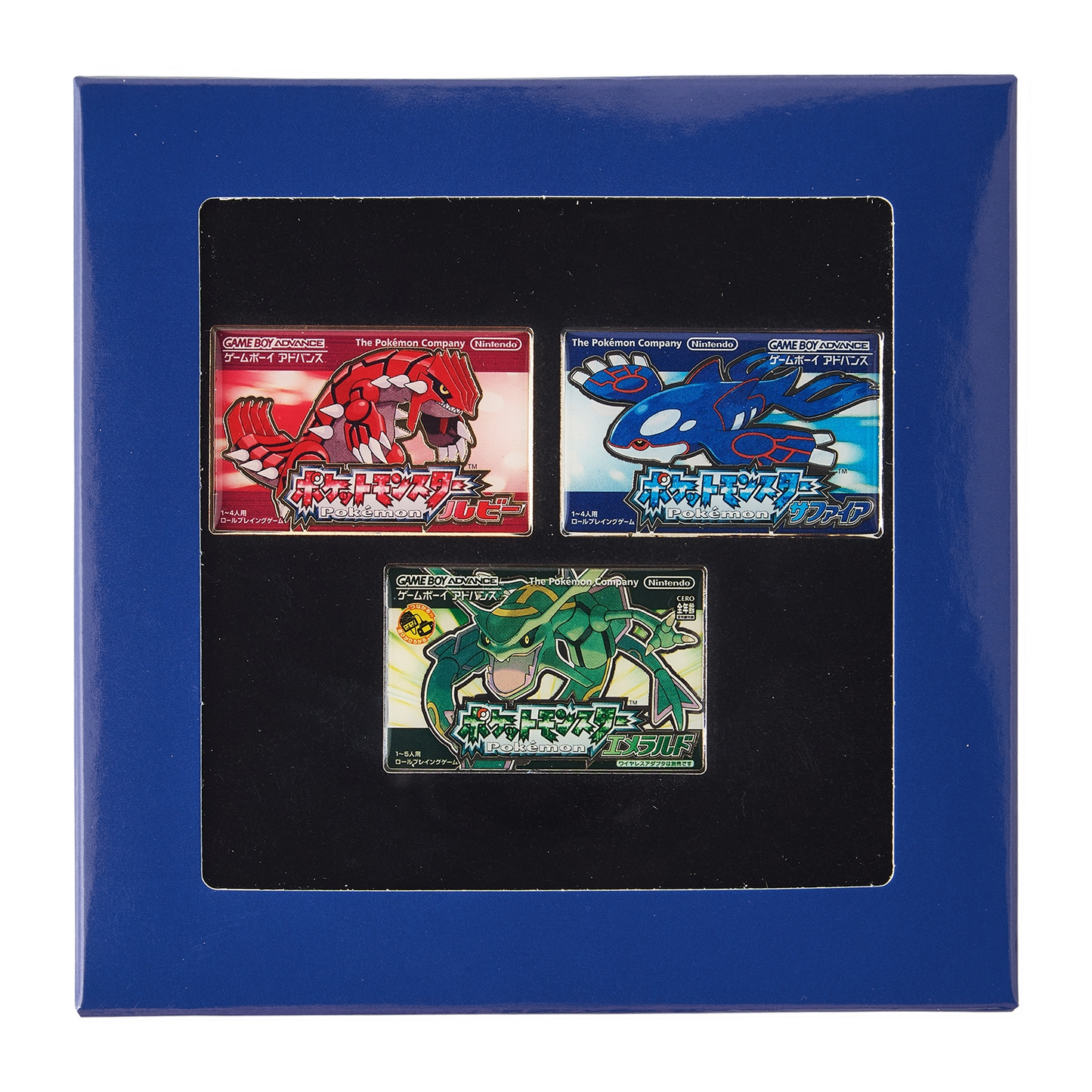 Pokemon Center Release Year 3-Pin Set: Ruby / Sapphire / Emerald, GBA Cover Art