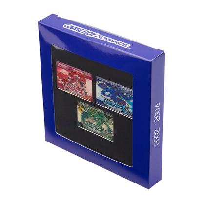 Pokemon Center Release Year 3-Pin Set: Ruby / Sapphire / Emerald, GBA Cover Art