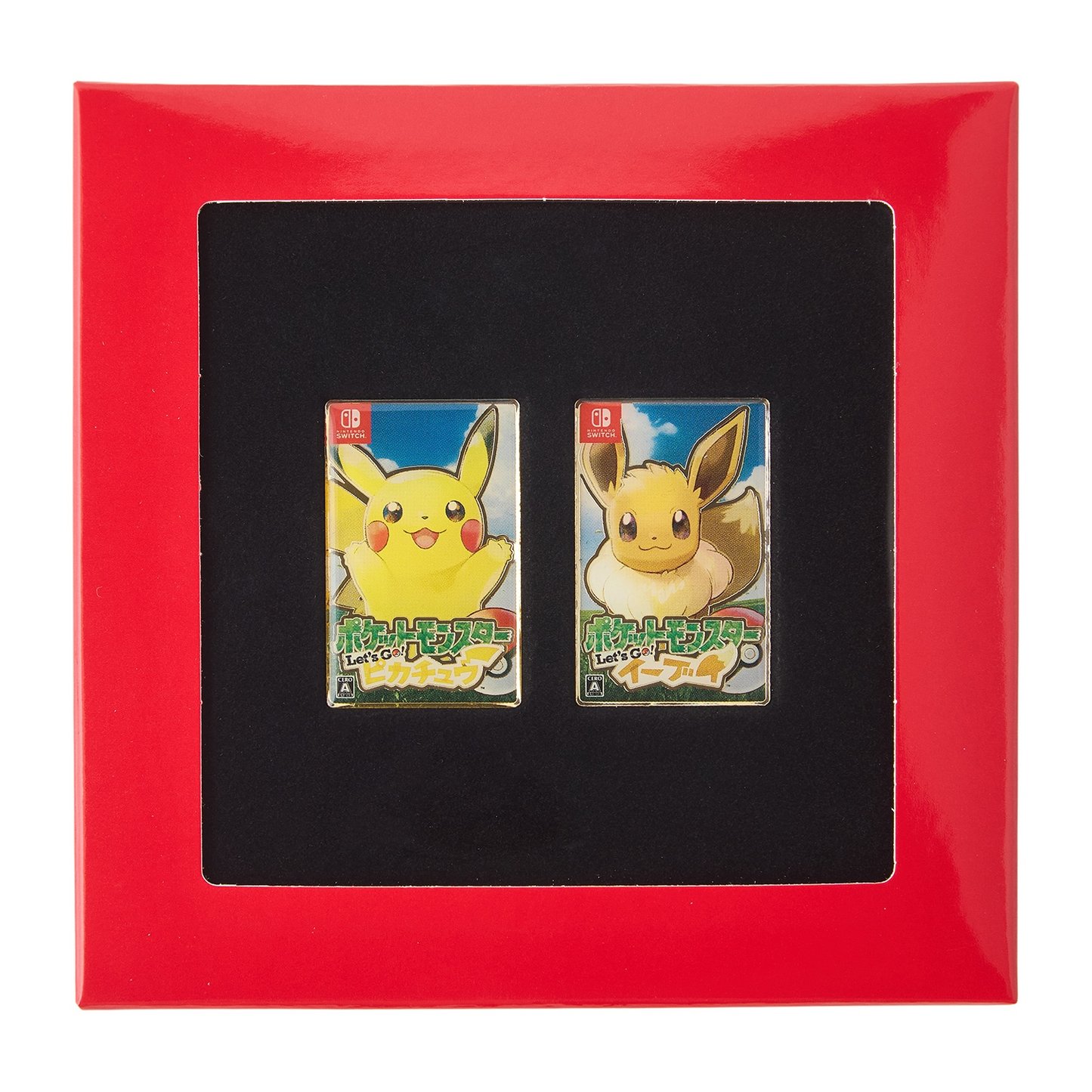 Pokemon Center Release Year Package Pin Set: Let's Go! Pikachu & Eevee, Sparkly