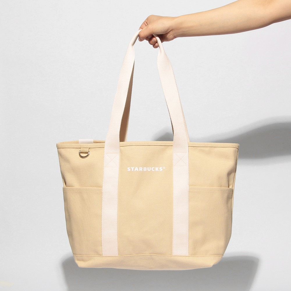 Starbucks Japan Summer 2026 Canvas Tote Bag Beige Ivory Size M