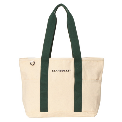 Starbucks Japan Summer 2026 Canvas Tote Bag Green Ivory Size M
