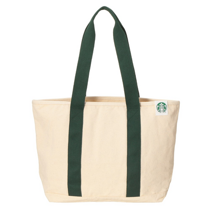 Starbucks Japan Summer 2026 Canvas Tote Bag Green Ivory Size M