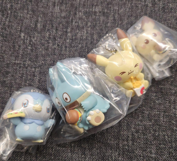 Poke Peace Dinner Mascot Keychain Complete Set of 4 Takara Tomy Gacha Capsule