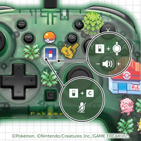 PSL Pokémon HORI Wired HORI PAD TURBO for Nintendo Switch Pixel Green Controller