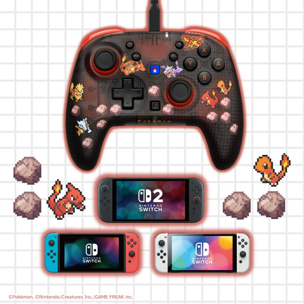 PSL Pokémon HORI Wired Controller Turbo Pixel Red Nintendo Switch 2 NEW 2026