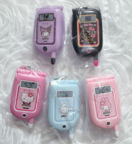 BANDAI Sanrio Characters Flip Phone Style Mirror Charm Set of 5 Gashapon