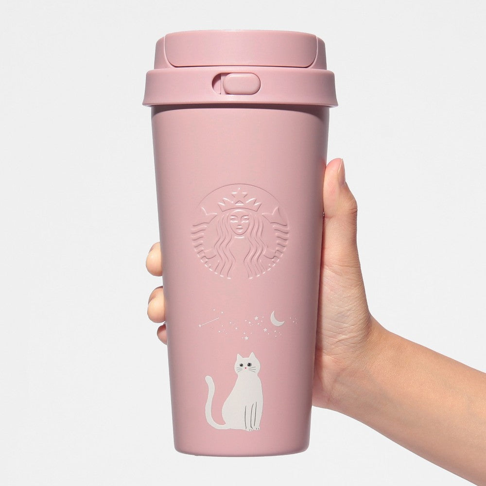 Starbucks Japan Halloween 2026 Stainless Steel TOGO Bottle Cat Light Pink 473ml