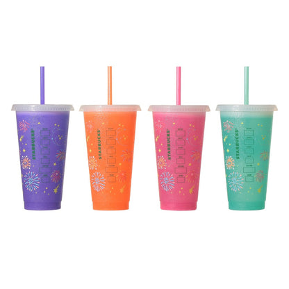 Starbucks JAPAN Summer 2026 Color Changing Reusable Cup Firework + Hole Cap Bearista