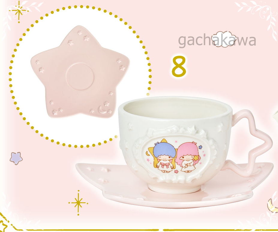 Sanrio Little Twin Stars Frame Design Series Cup & Saucer NEW JAPAN