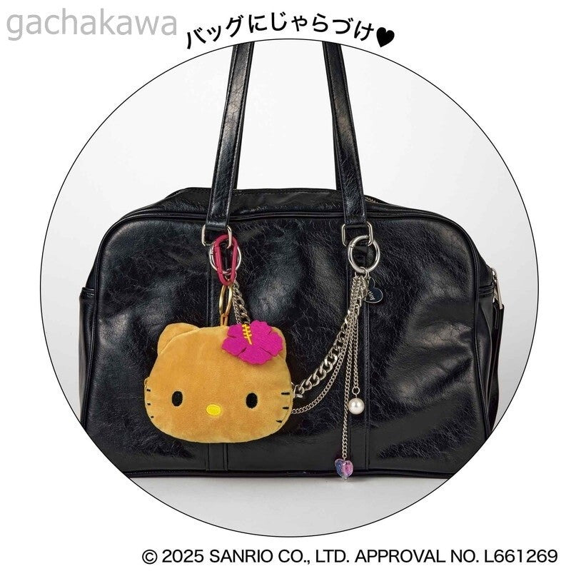 PSL Hello Kitty Suntan Face Plush Pouch & 3 stickers Hawaii Tanned