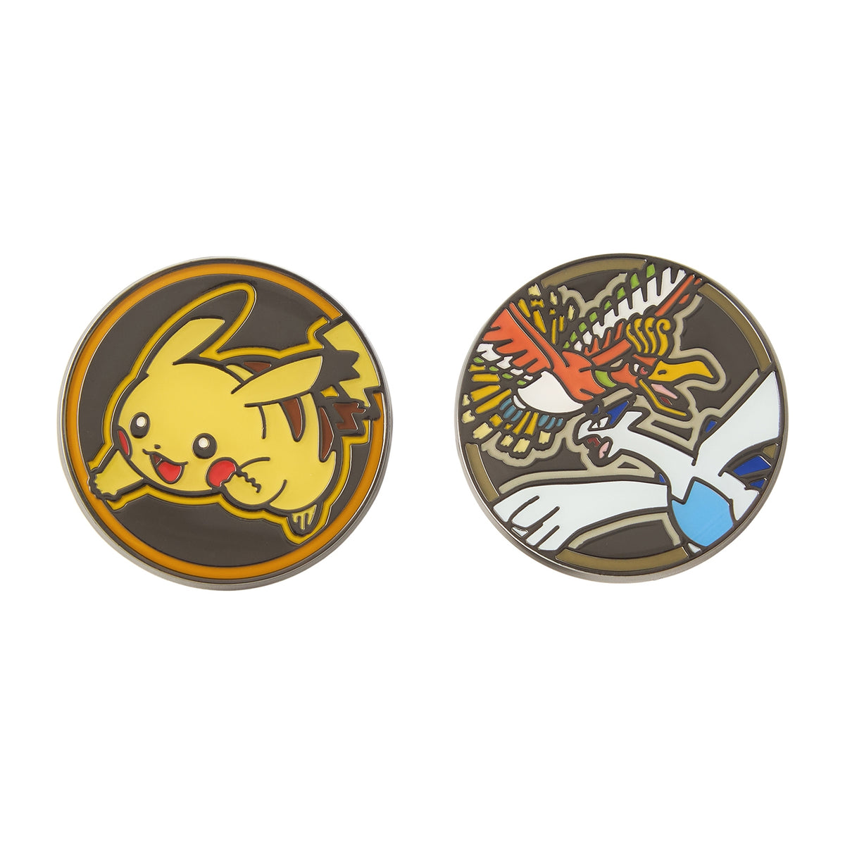 Pokémon Coin Pattern Pin Set (2 Pieces)  Pikachu Ho-Oh Lugia