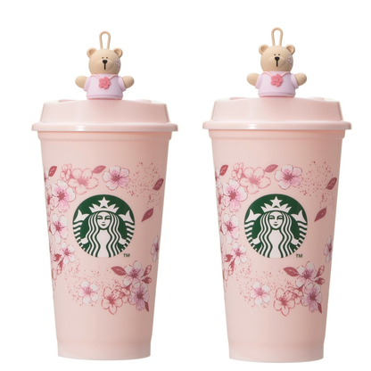 Starbucks Japan SAKURA 2026 Reusable Cup and Bearista Hole Stopper Set of 2