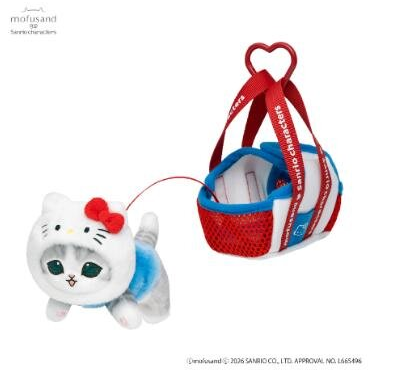 PSL mofusand × Sanrio Characters Cat mascot in a travel bag 2026