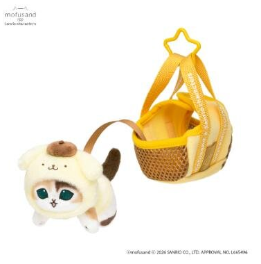 PSL mofusand × Sanrio Characters Cat mascot in a travel bag 2026